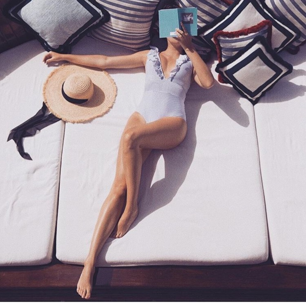 H&M one piece swimsuit ASO The Londoner striped